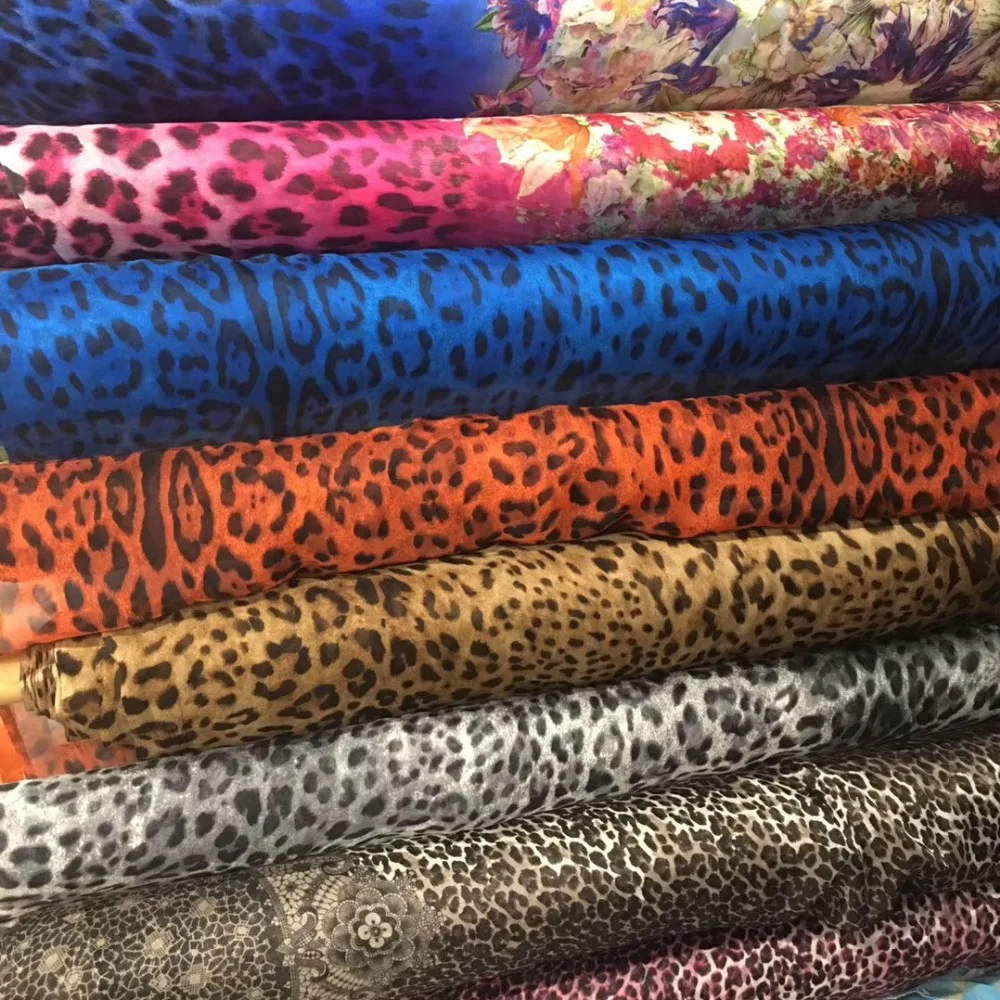 limitid quantity leopard printed Silk chiffon fabric nature silk fabric