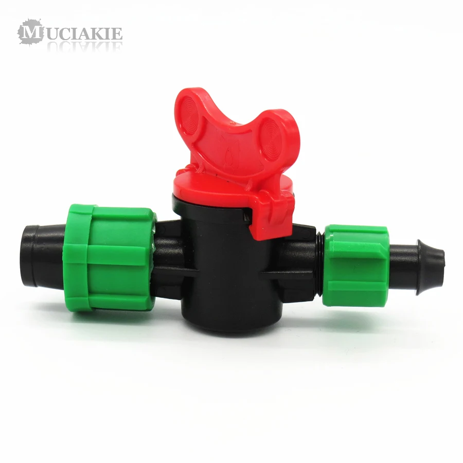 MUCIAKIE 5PCS DN16 Valve Switch Double Locks for Connecting Irrigation Drip Tape PE PVC Pipe Tube Barbed By-pass