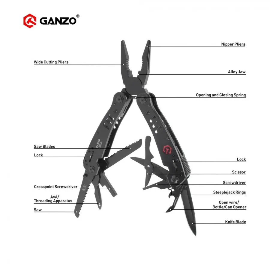 Ganzo G300 series G301B G301-B Multi pliers 26 Tools in One Hand Tool Set Screwdriver Kit Portable Folding Knife Stainless Plier