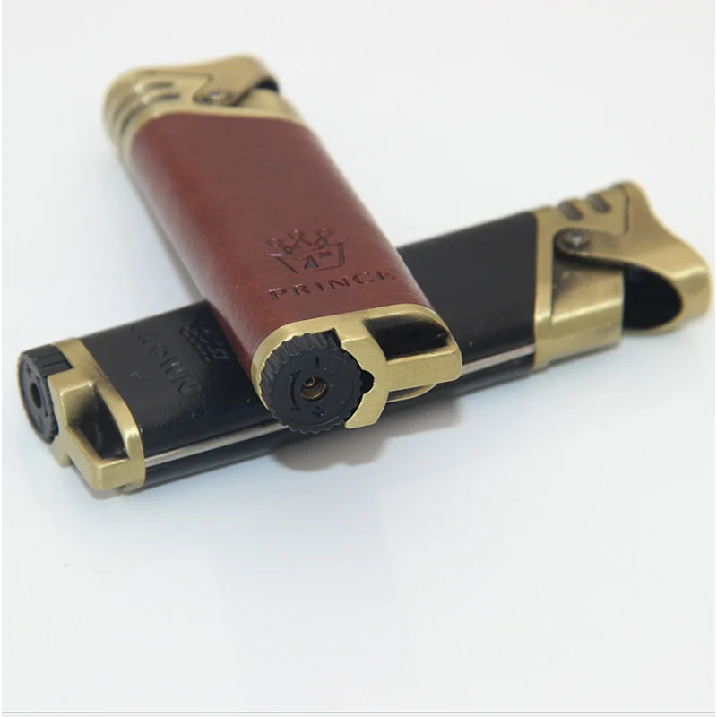 Retro Leather cigar lighter Butane Gas Straight flame Lighters Refillable Windproof Cigarette Lighter Torch tobacco Fire