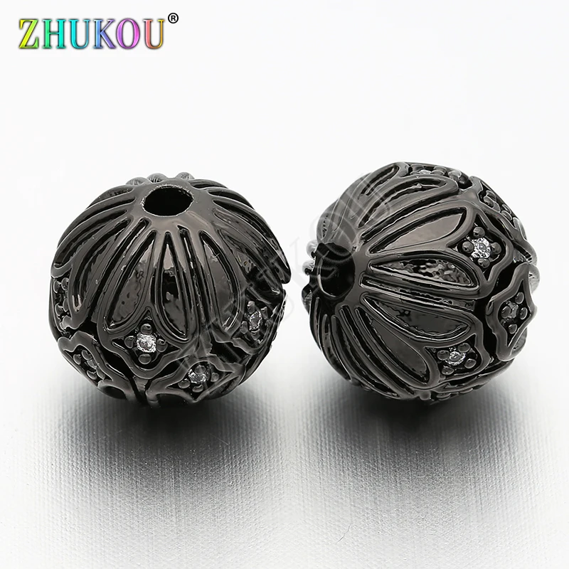 10mm Brass Cubic Zirconia Spacer Bead DIY Jewelry Bracelet Necklace Making, Hole: 1.4mm, Model: VZ35