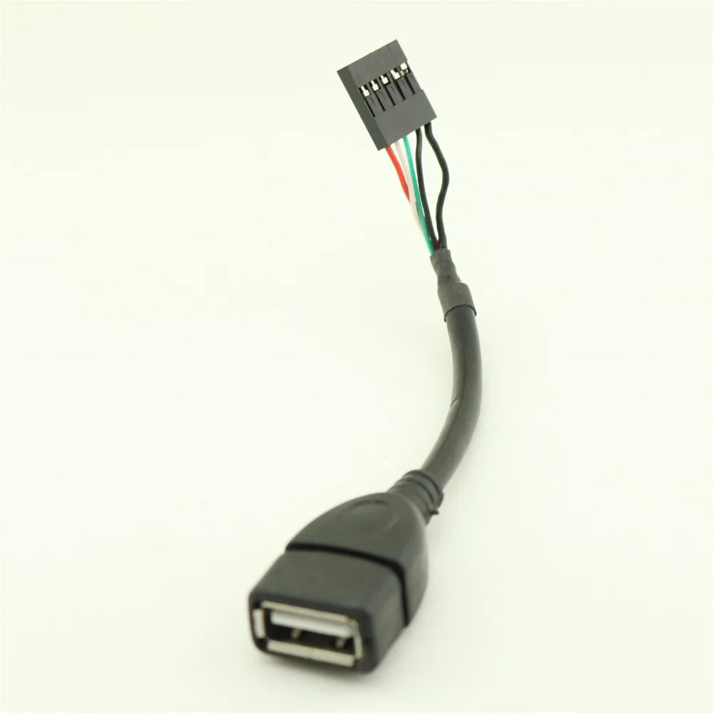 1 unidad 10cm USB 2,0 tipo A hembra a Dupont 5 pines hembra adaptador de placa base de datos Cable negro