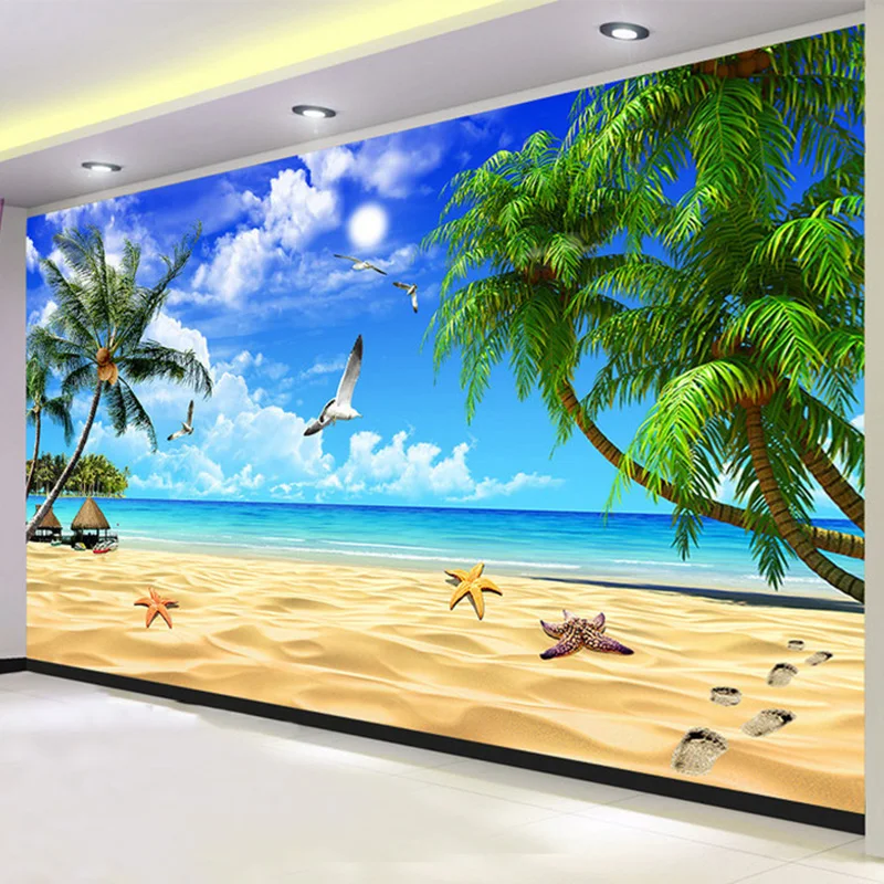 

Custom 3D Mural Wallpaper Modern Beach Seaside Landscape Photo Wall Murals Living Room TV Sofa Backdrop Wall Painting Home Decor