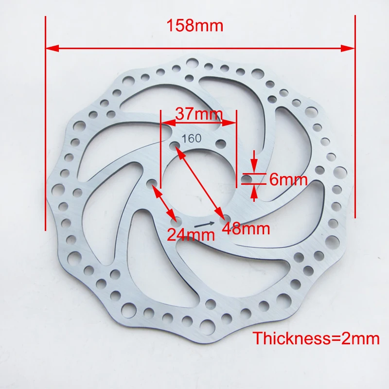 

Дисковая тормозная пластина 158 мм 37 мм с 6 монтажными отверстиями для электрического скутера и электровелосипеда