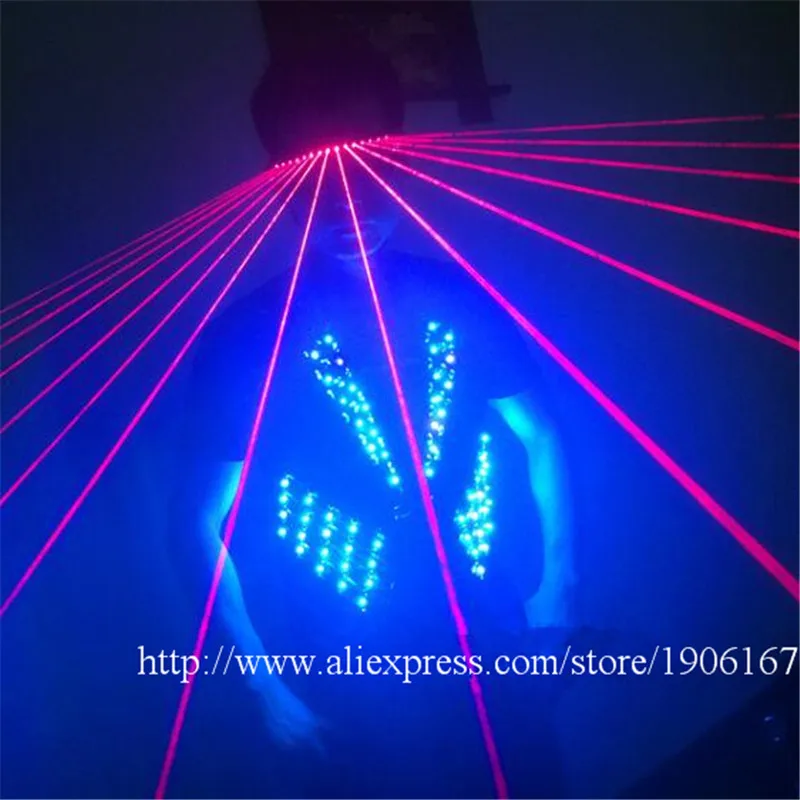 Colorful Led Luminous Vest Ballroom Costume With Red laserman Show Glasses Stage Performance DJ Singer Dancer Waiter Clothes