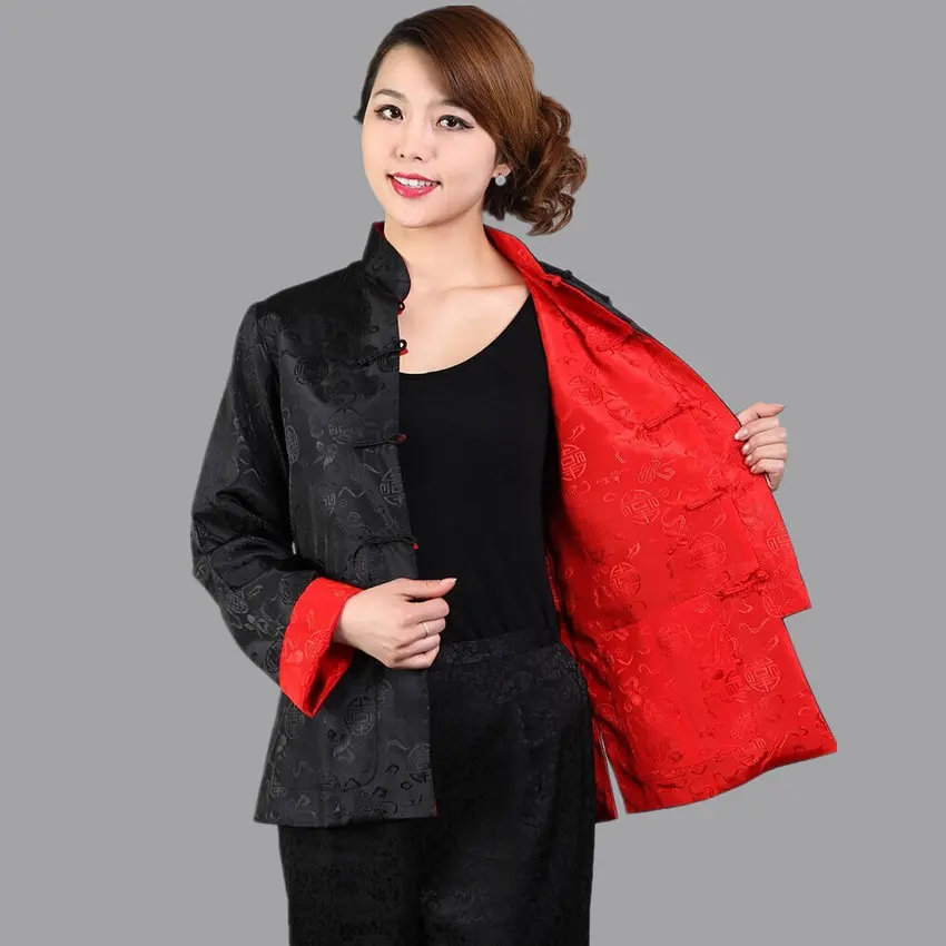 Novelty Two-side Women Jacket Coat Reversible Satin Outerwear Chinese Lady Traditional Kung Fu Clothing S M L XL XXL XXXL