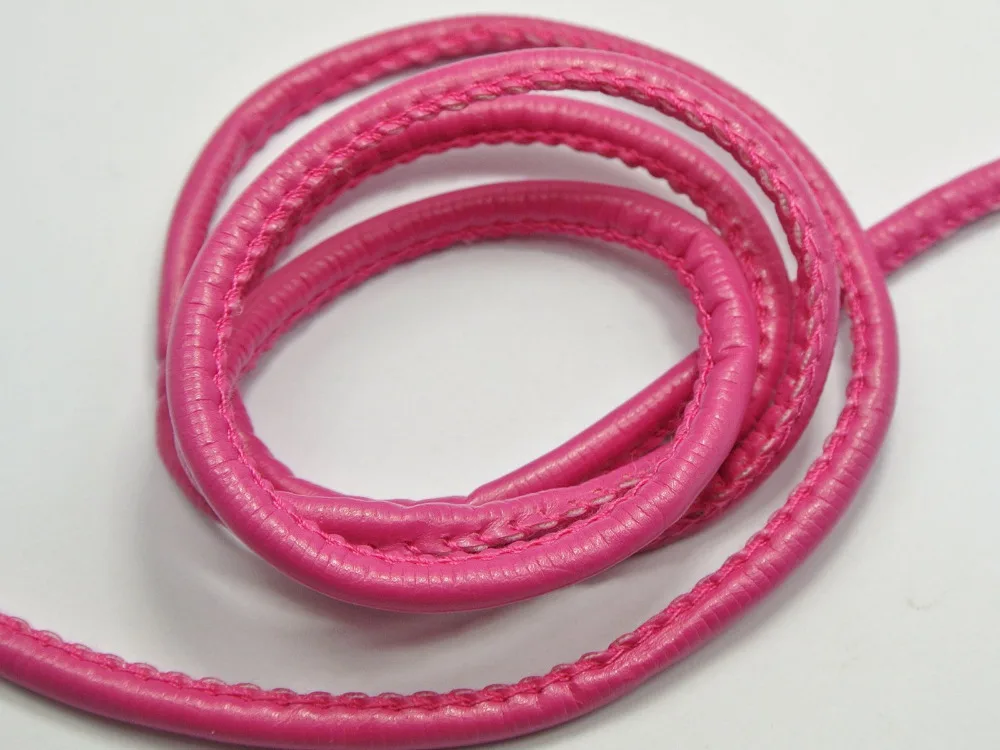 

32.8 Feet Hot-pink Stitched Round Soft Synthetic Leather String Jewelry Cord 5mm