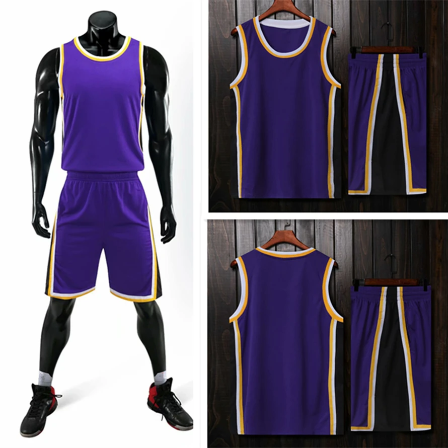 Kids Adult Basketball Jersey Set Child Men Blank Basketball Uniforms Goal Throw Training Vest Double Pocket Shorts Sports Suit