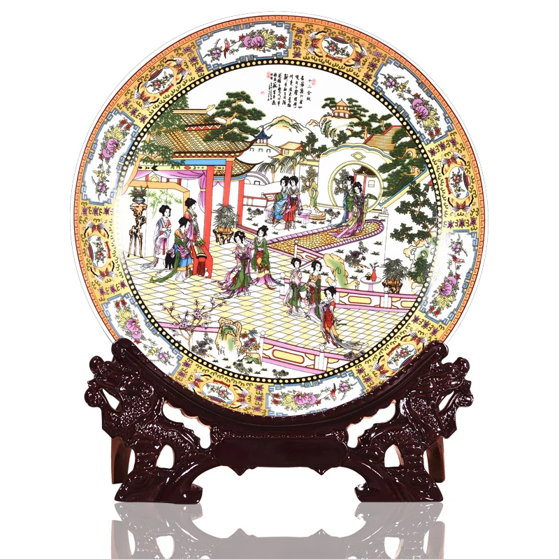 

Jingdezhen porcelain household ceramic decorative plates Twelve girls in Dream of the Red Mansion handicraft furnishings