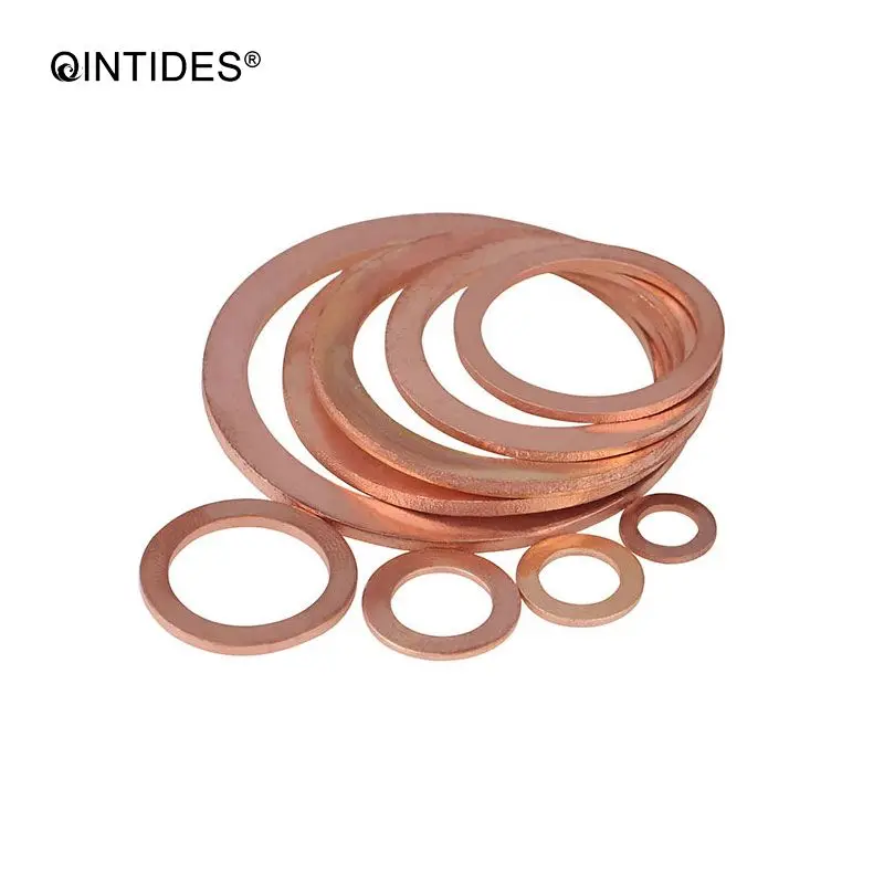 QINTIDES M8 - M12 25/100psc Copper Sealing rings Copper Gasket Seal Flat Gasket DIN 7603A Copper sealing washer M9 M10