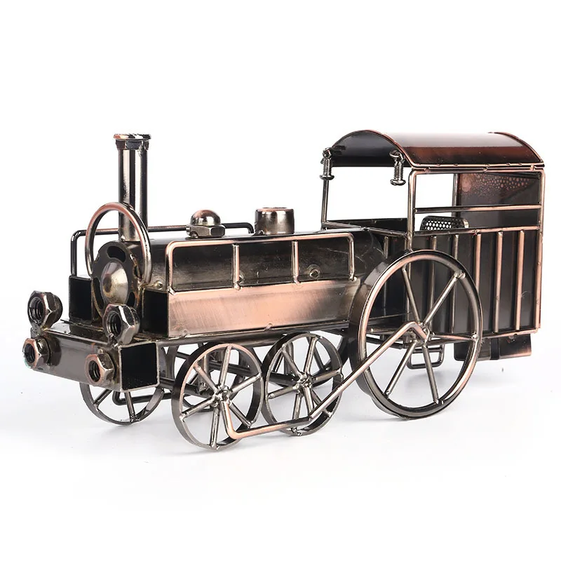 Retro Vintage Lron Steam Locomotive Model Craft Office Home Creative Decoration Ornament Miniature Desktop Art Ornaments Crafts