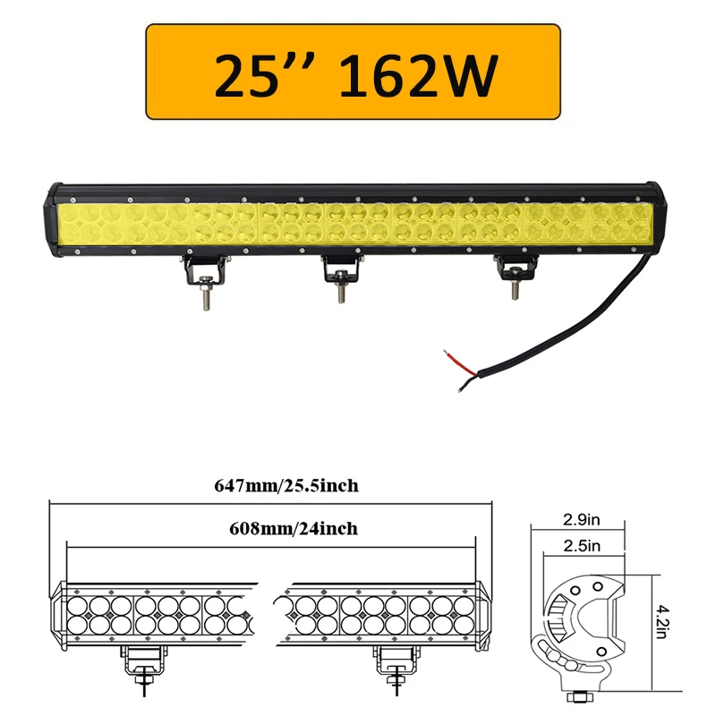 Auxtings yellow 20 inch 126W 12\'\' 22\'\' 20\'\' offroad led light bar 12V 24V Spot Flood Amber Fog Lamp for Jeep Car 4WD Truck SUV