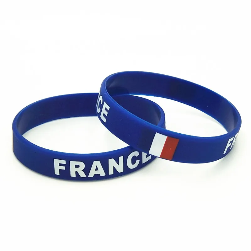 1PC France Natinal Flag Silicone Wristband Blue Football Sports Souvenir Silicone Rubber Bracelets&Bangles Adults Gifts SH220