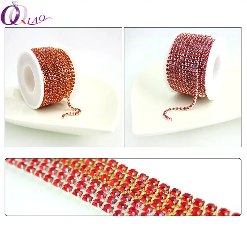 SS12 10yards/roll New Deals  Crystal Rhinestone DIY Beauty 3mm Fashion Accessories Close Rhinestone Cup Chain