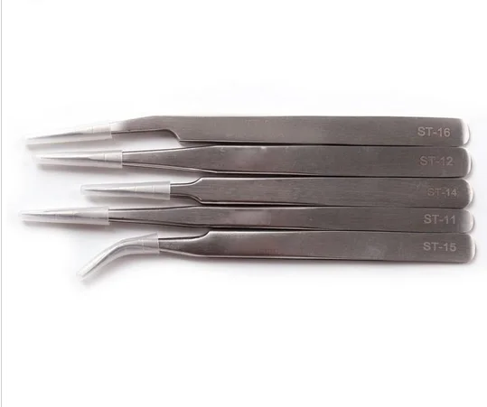 Pincettes à sourcils droites courbées en acier inoxydable, outils d'art des ongles, extension de cils, 2 pièces/lot, livraison gratuite