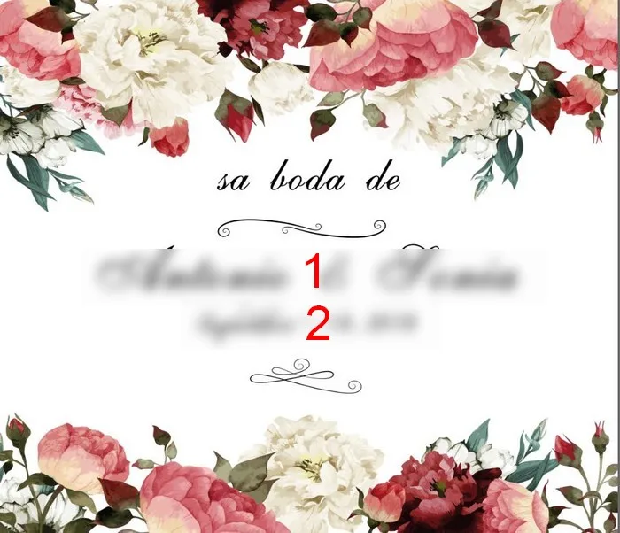 Custom Photocall Bodaชื่อและวันที่สีชมพูลายดอกไม้งานแต่งงานฉากหลัง