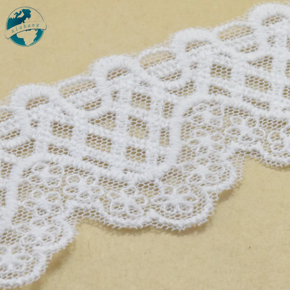 4.5cm White Cotton Embroidery Lace French Ribbon Fabric Guipure Diy Trims Warp Knitting Sewing Wedding Dress Accessories#2948