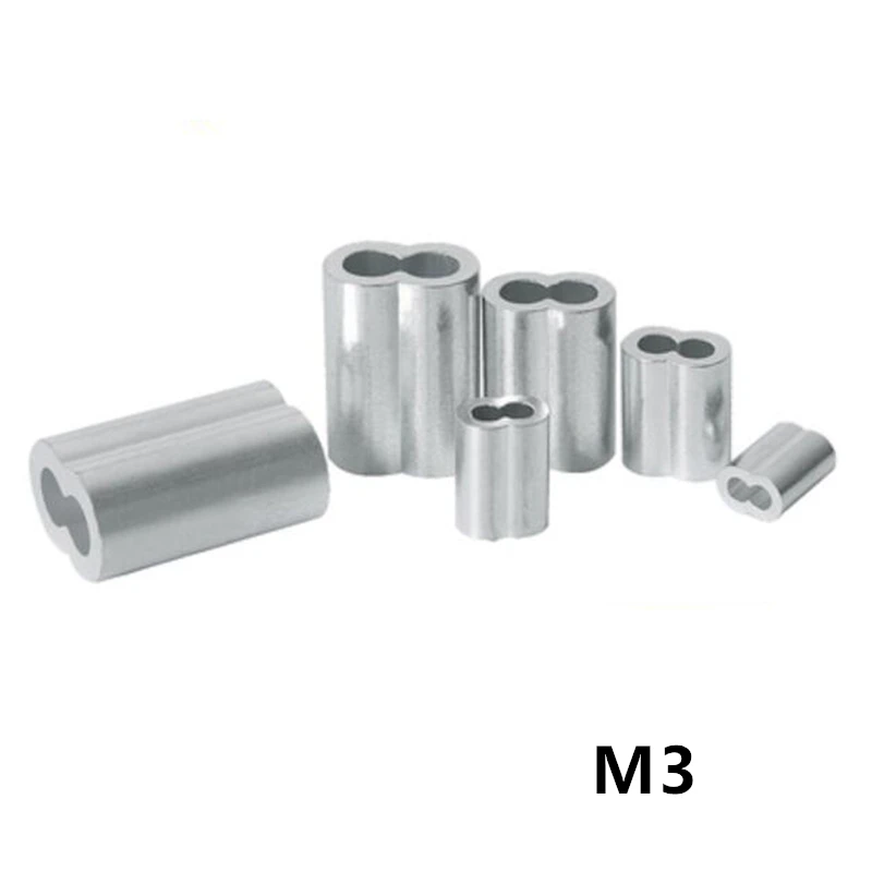 

100pcs 3mm M3 Sleeves Aluminum Oval Double hole 8 Shape Ferrules For Crimpling Wire Rope Cable Clamp