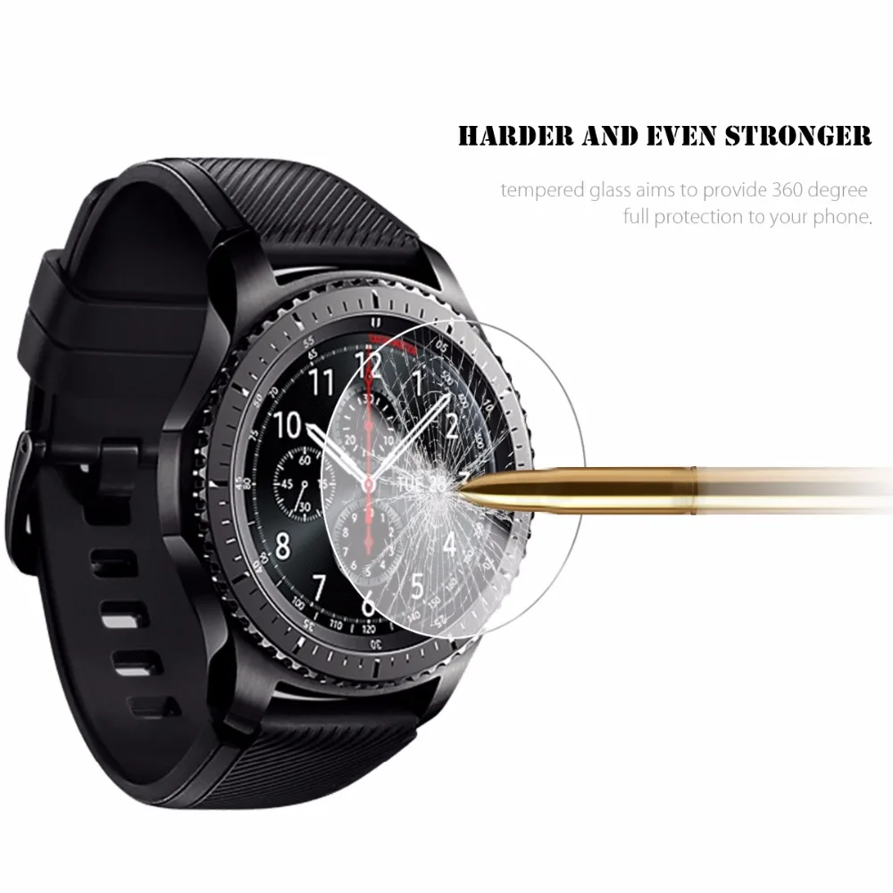 Protetor de tela de vidro temperado 9h 2.5d s 3, película clássica para samsung galaxy watch 46mm gear sport s3 frontier 3 pçs