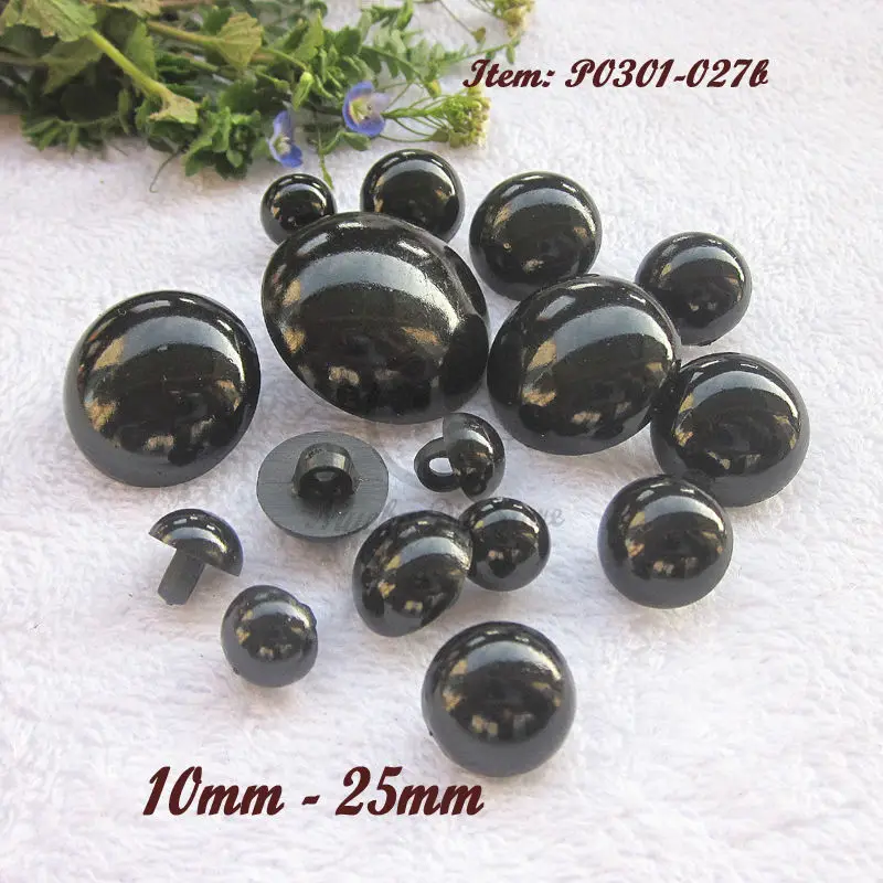 Sewing buttons 144pcs 9mm shank mushroom black buttons plastic animal eye buttons diy craft decorative accessories wholesale