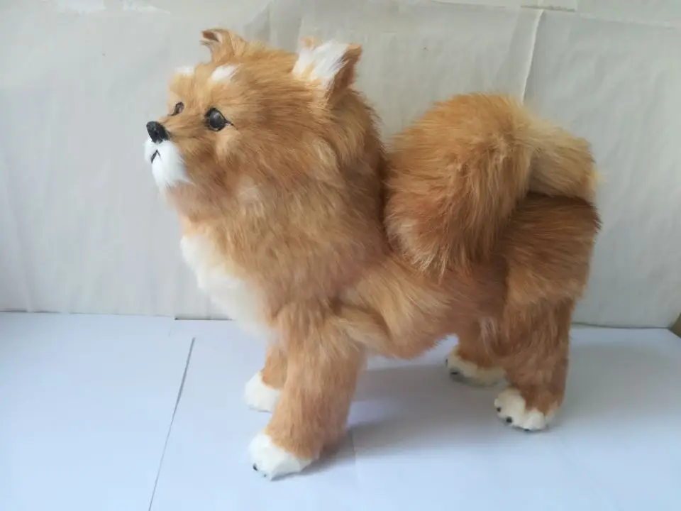 large 26x25cm simulation pekingese hard model prop polyethylene&furs brown dog handicraft home decoration gift s2627