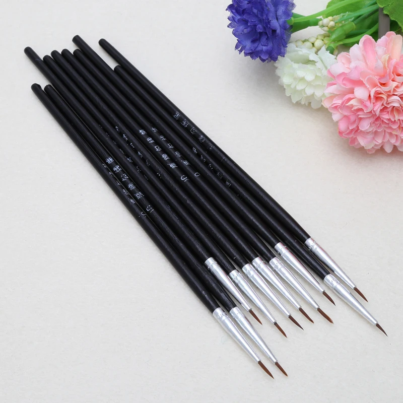 10 Pcs/Set Fine Hand Painted Thin Hook Line Pen Art Supplies Drawing Art Pen Paint Brush Nylon Brush Acrylic Painting Pen