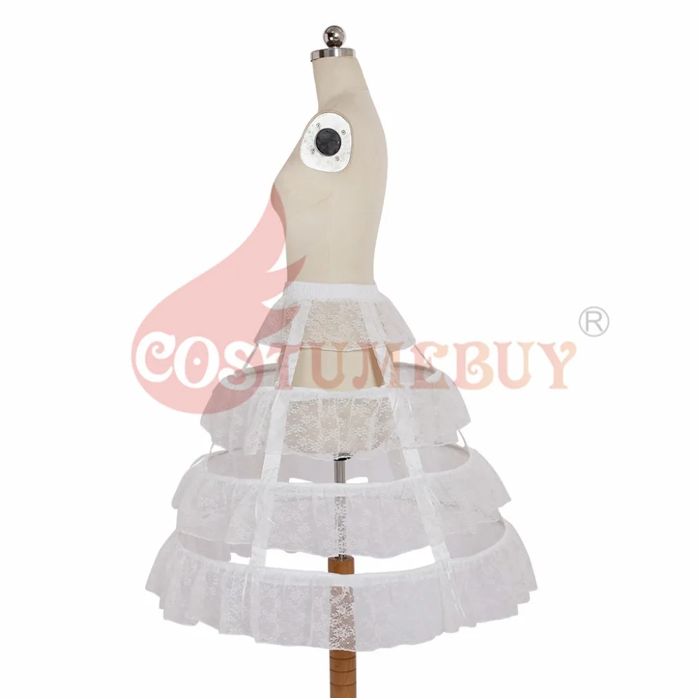 Costumebuy Lolita Gothic Underskirt 68CM Length Underdress 3 Hoop Lace Birdcage Woman Wedding Ballet Pannier Casual Petticoat