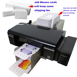 Automatic PVC cards cd dvd disk inkjet printer with 50 pvc card trays &2 cd trays &8boxes(1840pcs) blank inkjet pvc cards