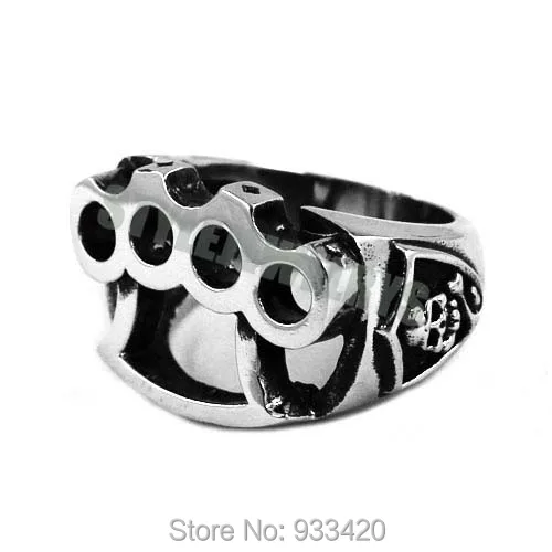 Wholesale Knuckles Boxing Glove Skull Ring Stainless Steel Jewelry Classic Motor Biker Men Ring Wholesale 436B