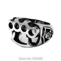 Wholesale Knuckles Boxing Glove Skull Ring Stainless Steel Jewelry Classic Motor Biker Men Ring Wholesale 436B
