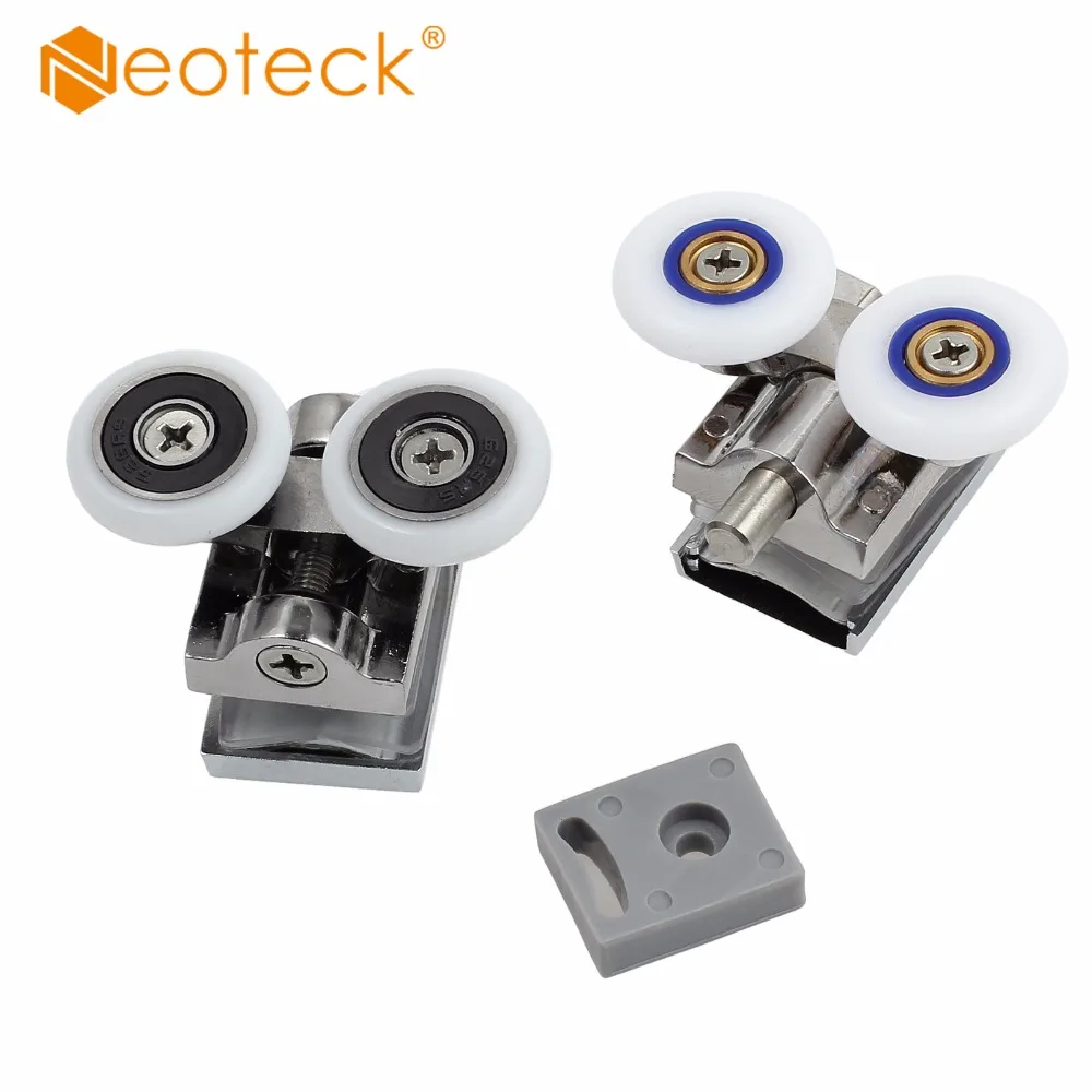 

Neoteck 4Pcs Shower Door Wheels Heavy Duty Zinc Alloy Twin Top Bottom Rollers Door Runners Screw Cover Cap Single Double wheel