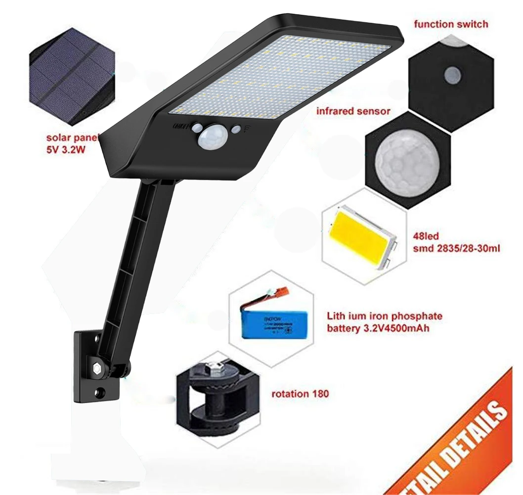 NewUpgraded 48 Led Solar Lamp With Three Modes 900 lumen Remote Control  Waterproof  Light0