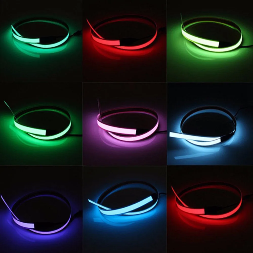 

6Pcs/Lots 1m 3V battery case Flexible Led tape Neon Light Glow EL Wire Rope Cable waterproof led strip lights for Shoes Clothing