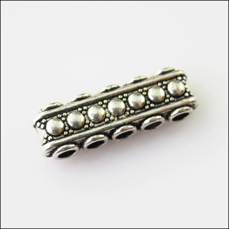 12Pcs Antiqued Silver Color 5-5Holes Spacer Beads Bars Charms Connectors 8.5x23mm