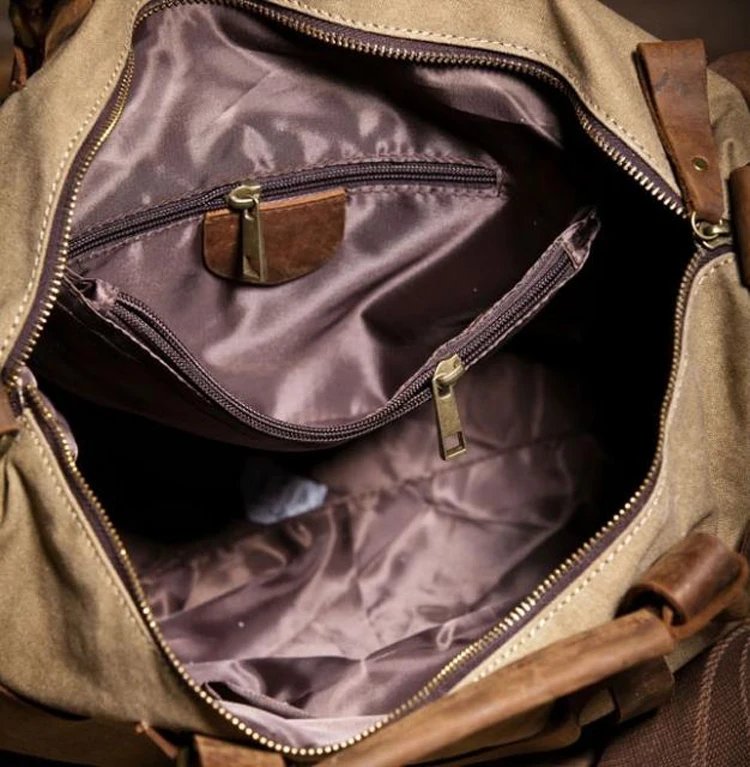 Vintage Military Canvas + Genuine Leather Men Shoulder Bag Sling Crossbody Bag Tote Handbag Men Canvas Messenger Bag  Leisure