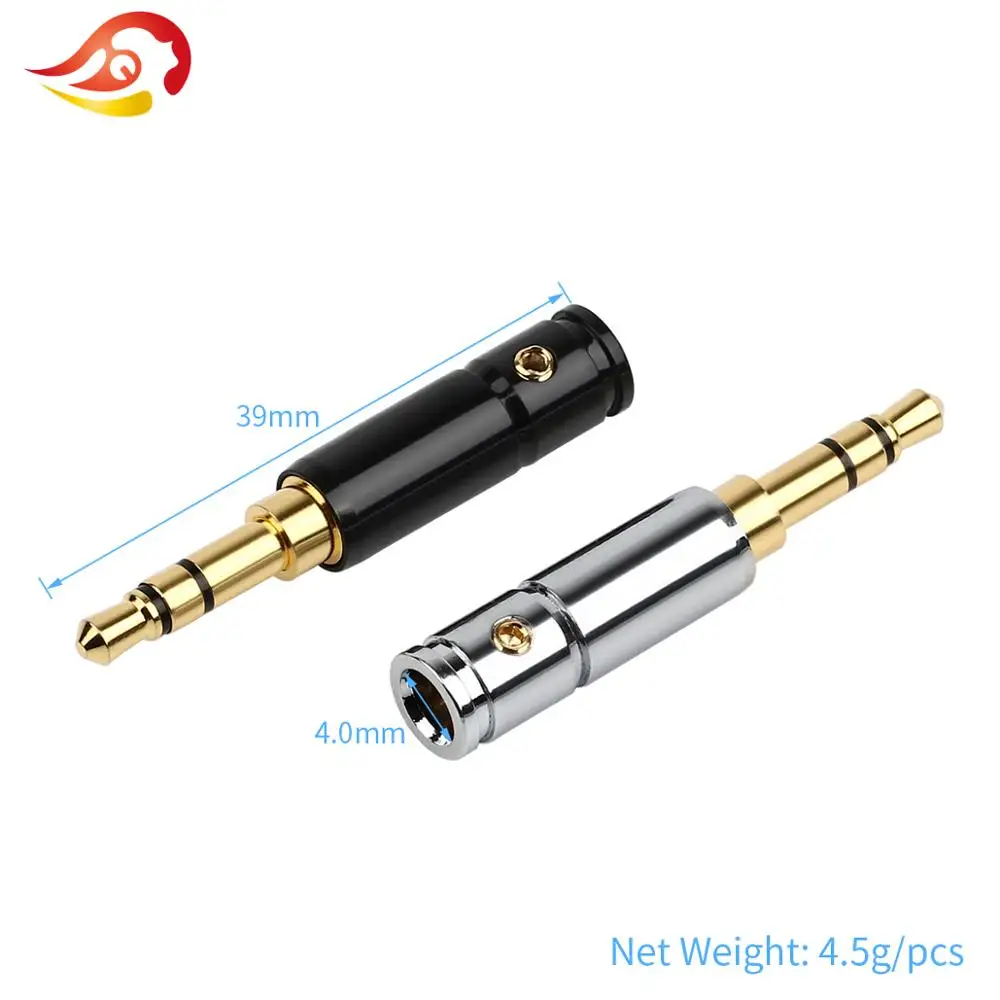 QYFANG 3.5mm Earphone Plug Audio Jack 3 Poles Stereo Headphone Metal Adapter 24K Gold Plated Copper Solder Wire Line Connector