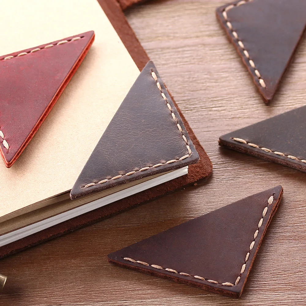 2 Pack Vintage bookmarks for books,  Genuine Leather corner page marker, Handmade Memo Stationery gift School supplies