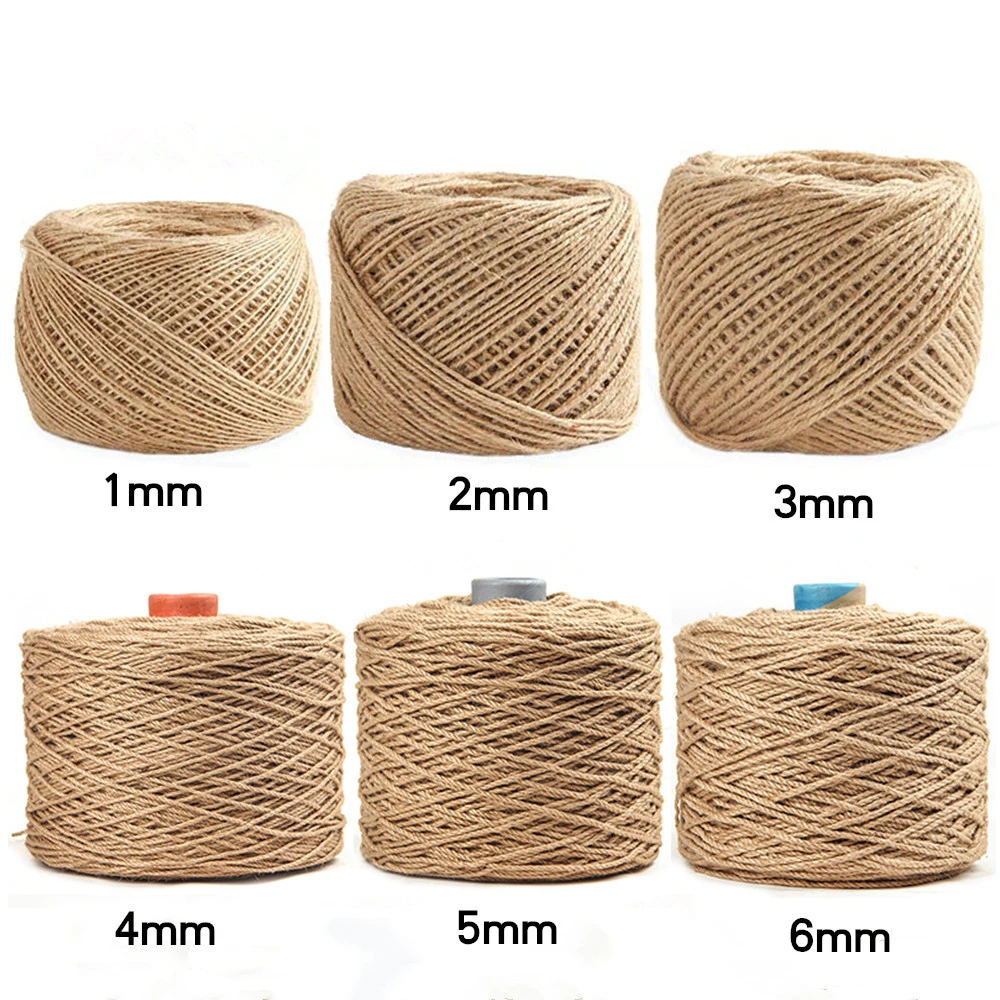 Jute Rope Cords, DIY Material, High Quality Hand Rope, Natural Crafts Decoration, Tag, Tied Jute Roll, 1-20mm