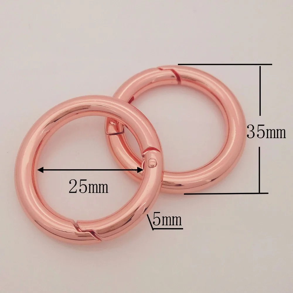 5pcs Spring D O Ring Rose gold bag hook,Round Carabiner Snap Clasp Clip Trigger  Keyring Buckle,O rings for bags,DIY accessories