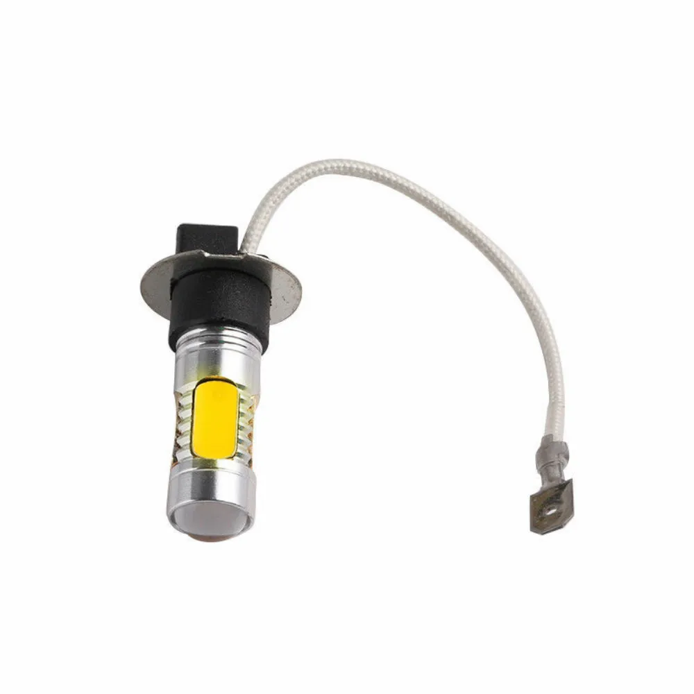 SZKDCE 2Pcs Yellow LED H3 12V 7.5W Car H3 LED COB Light Fog Lamp Bulb Auto Headlight Daytime Running Lights DRL Bulbs Lamps