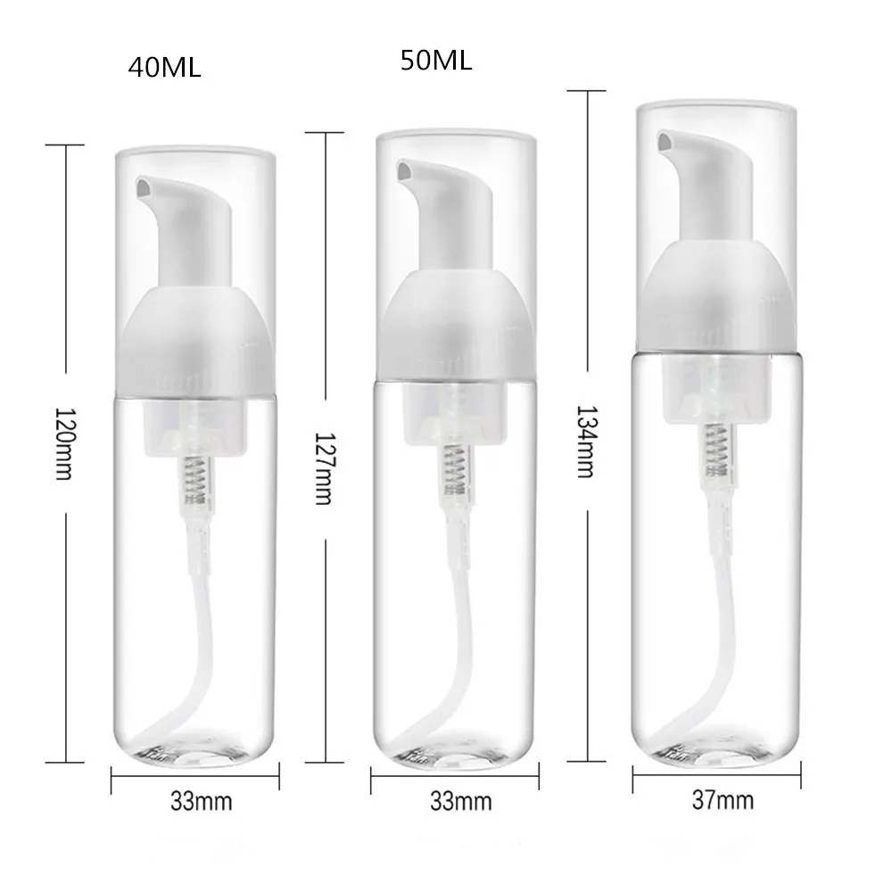 12 X 40ml 50ml  Dispenser Suds Soap Foam Foaming Pump Bottle Travel Plastic New Portable Convenient Bottle