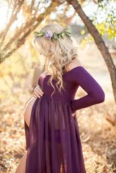 Robe de Grossesse Maxi pour Femme Enceinte, Tenue de Séance Photo, Accessoires de Photographie