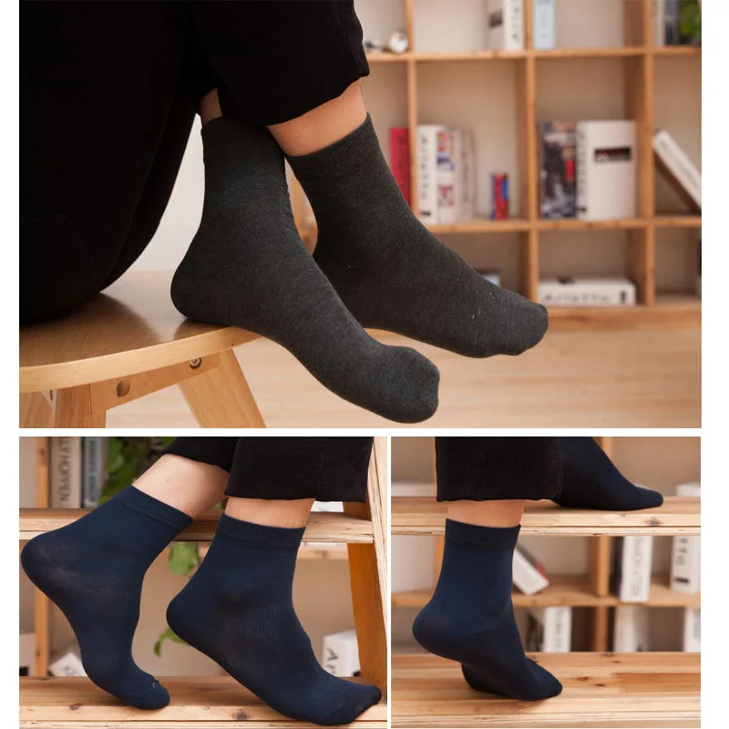 Calcetines de algodón transpirables para hombre, medias informales de Color sólido y negro, ideal para boda, regalo, gran oferta, lote de 5 pares, 2023