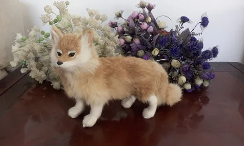 large 35x23cm simulation brown fox toy furry fur fox model,polyethylene & furs handicraft decoration toy Christmas gift a2458