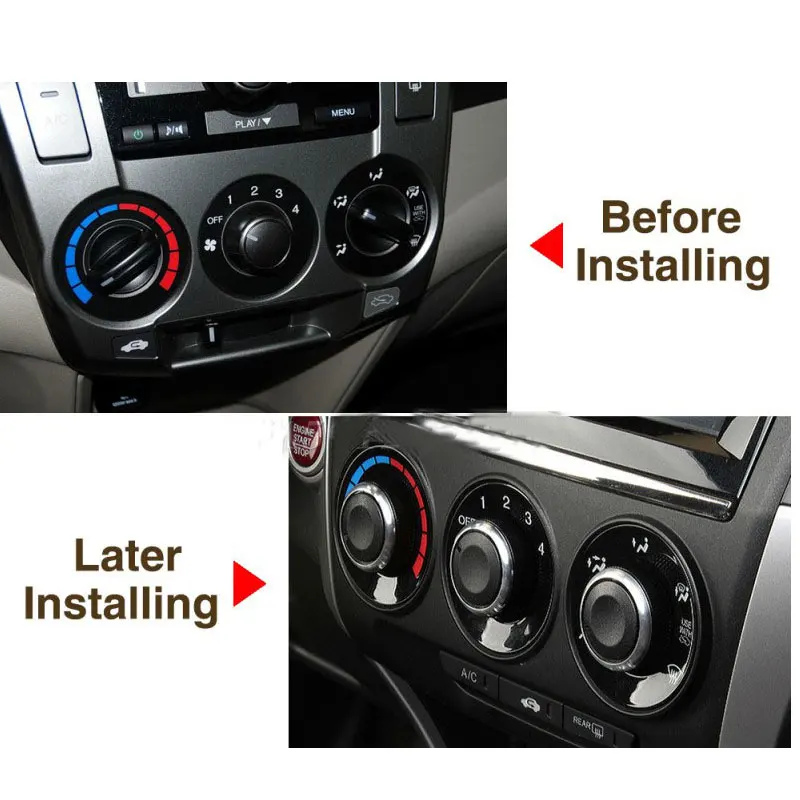 3pcs/set Aluminum Alloy Air Conditioning Knob AC Knob Heat Control Switch Button Knob For Honda City 2009-2013 Car Styling