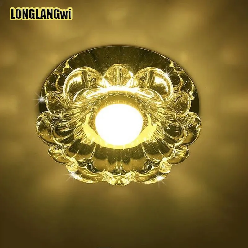 Corridor Lights Ceiling Lamp Veranda Lighting Down Crystal Entrance lamps LED Ceiling Aisle light Transparent Hole mounting