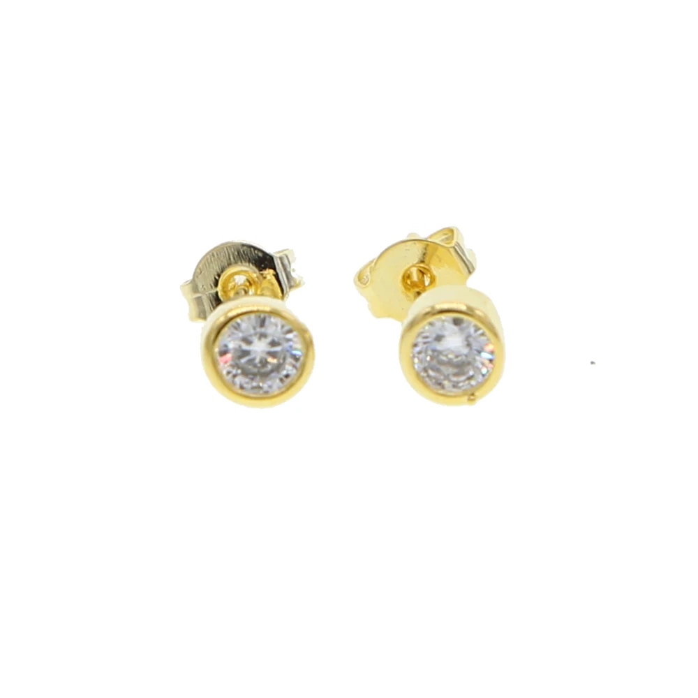 Wholesale Jewelry Fashion Gold Color Earrings Women Brincos De Prata CZ Crystal solitaire Stud Earings