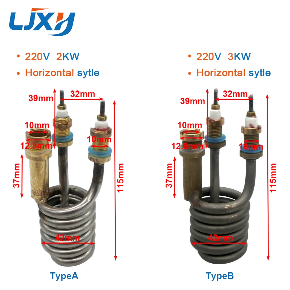 Electric Faucet Heating Element 220V 2000W/3000W Instant Hot Water Heater Parts of Stainless Steel Heating Pipe Tubular Element