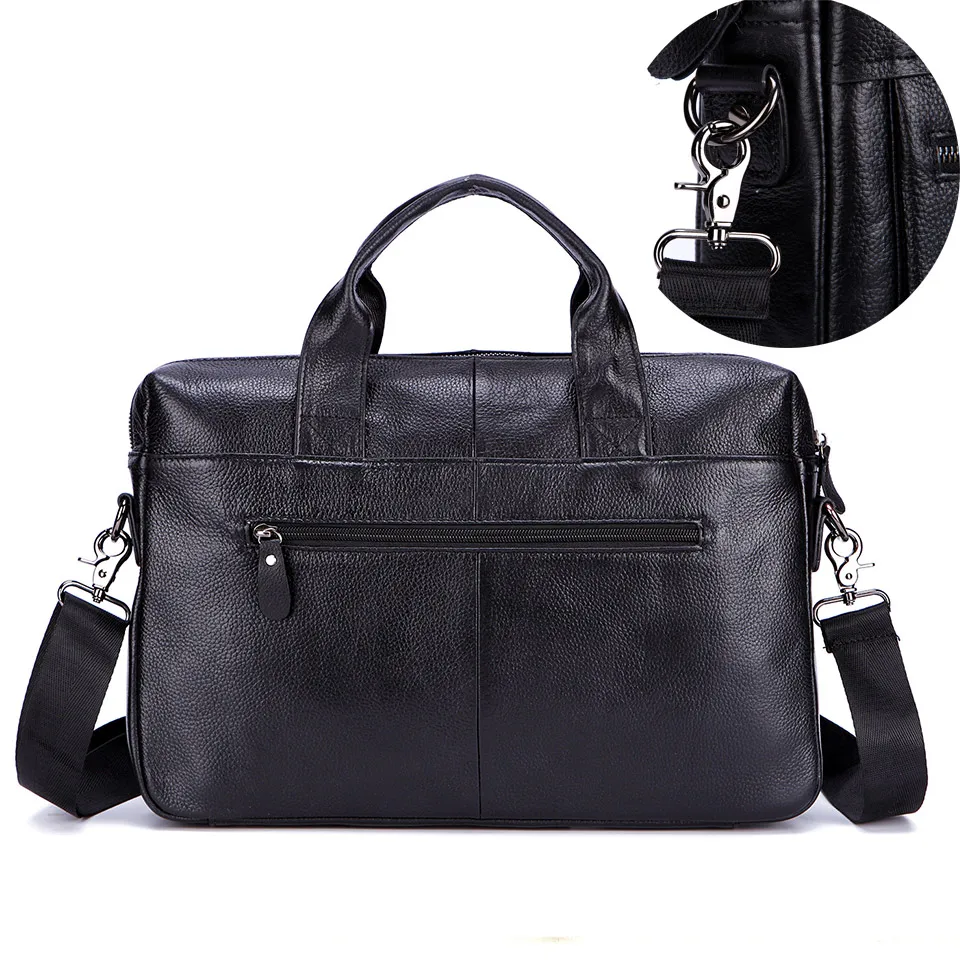 Black Men Genuine Leather Handbags Large Leather 14\