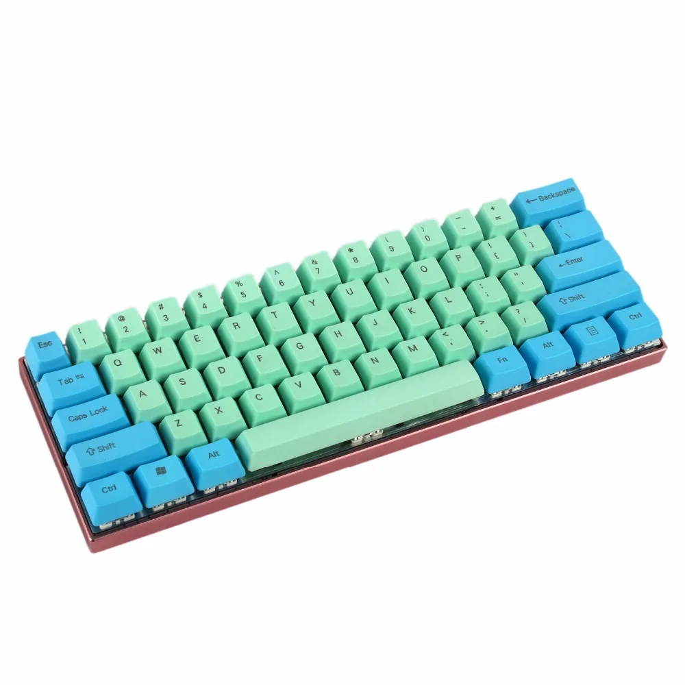 

YMDK сине-зеленый 61, OEM-профиль, толстый колпачок из ПБТ для механической клавиатуры Poker GH60 Bface